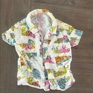 Cat & Jack Multicolor Tiger Print Kids Button Down Shirt